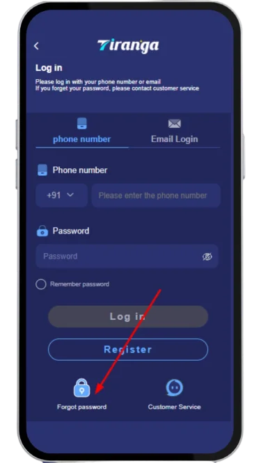 Click the forgot password option